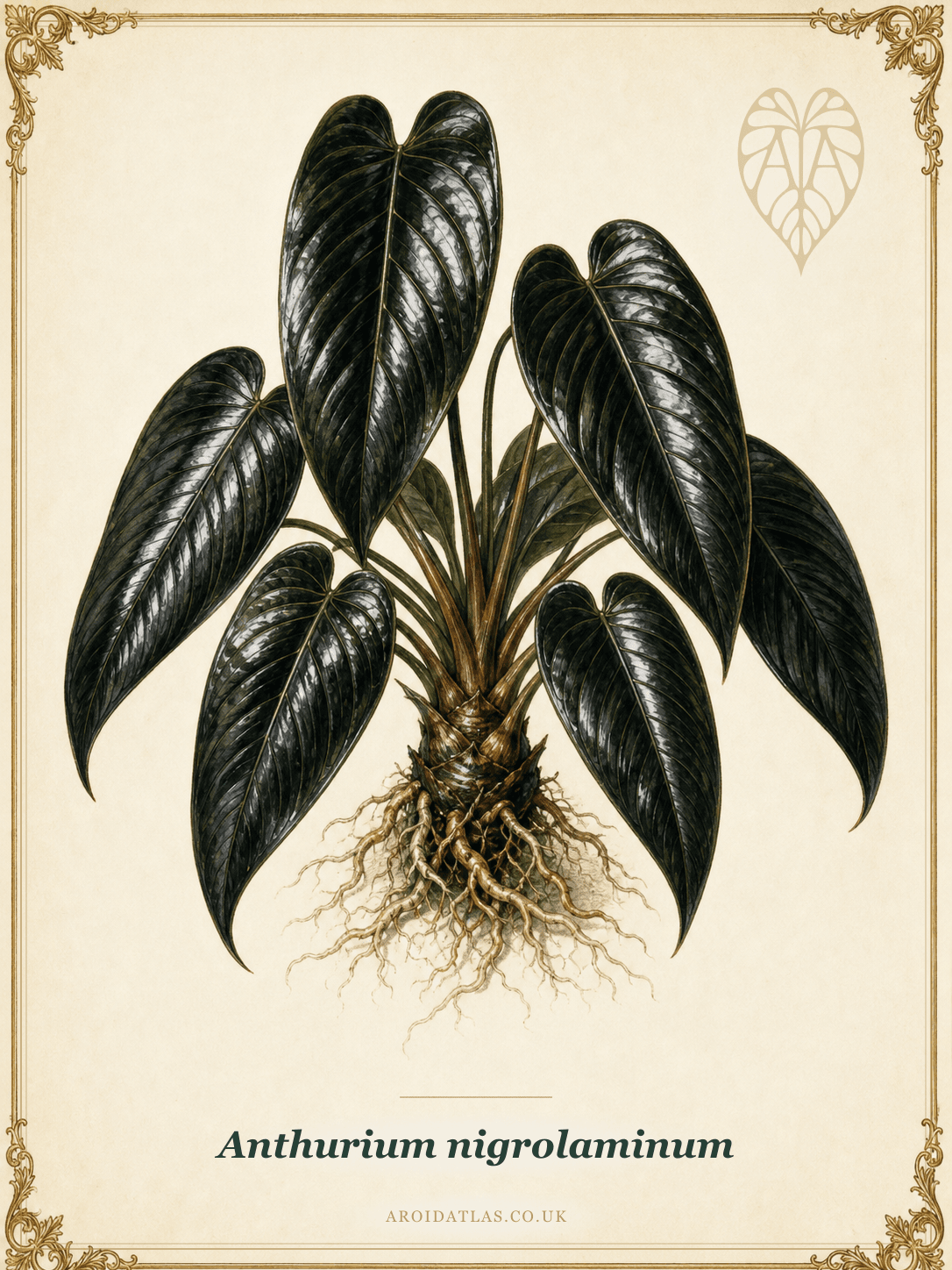 Botanical plate of Anthurium nigrolaminum