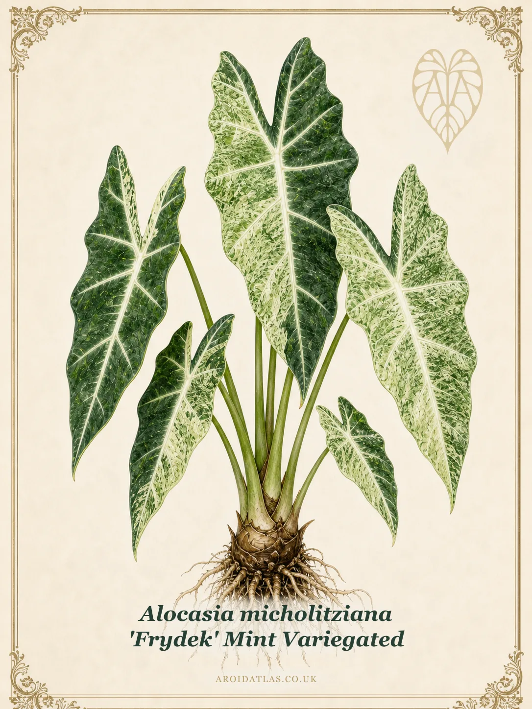 Mint Variegated Frydek Alocasia