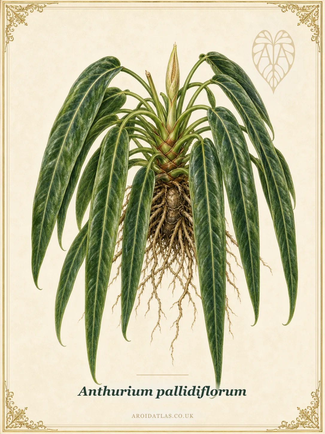 Botanical plate of Anthurium pallidiflorum