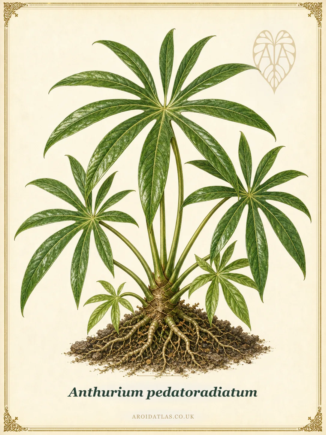 Botanical plate of Anthurium pedatoradiatum