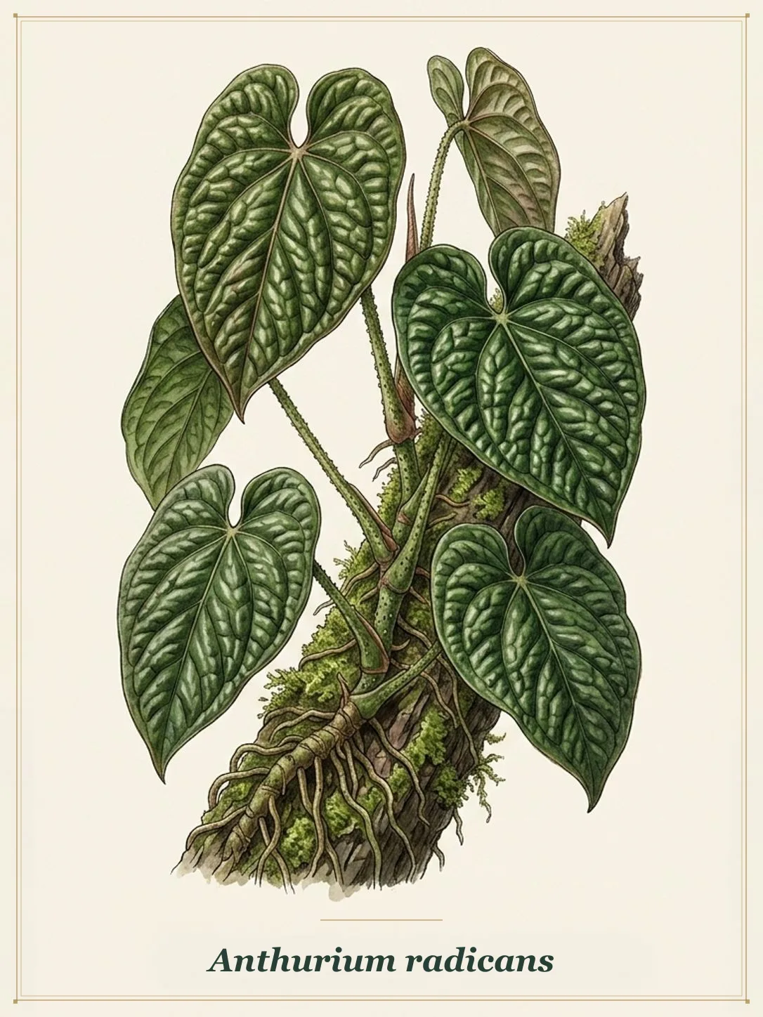 Botanical plate of Anthurium radicans