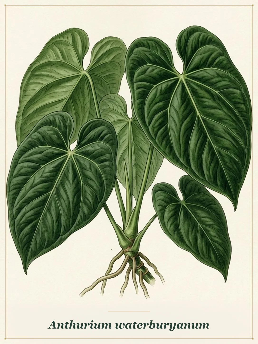 Botanical plate of Anthurium waterburyanum